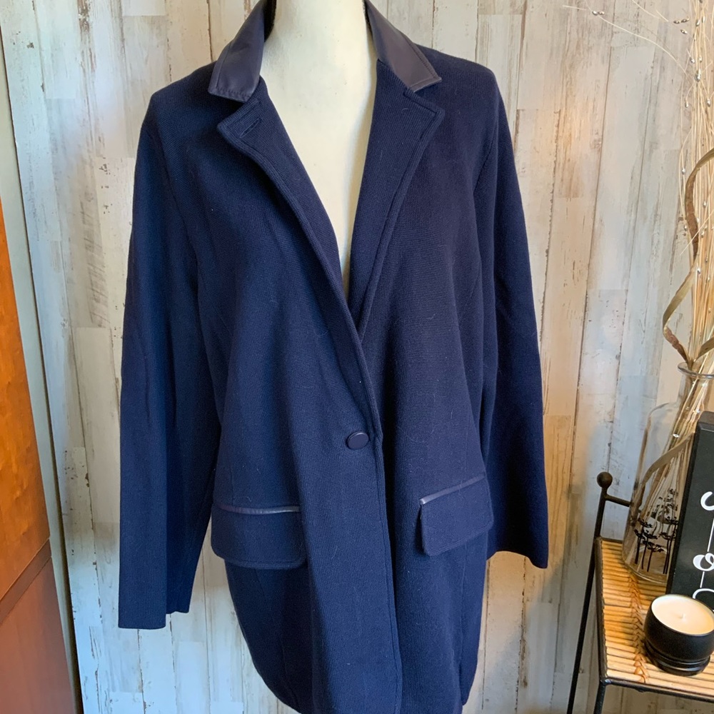 Lauren by Ralph Lauren blazer/sweater with faux leather accents. Size 2X